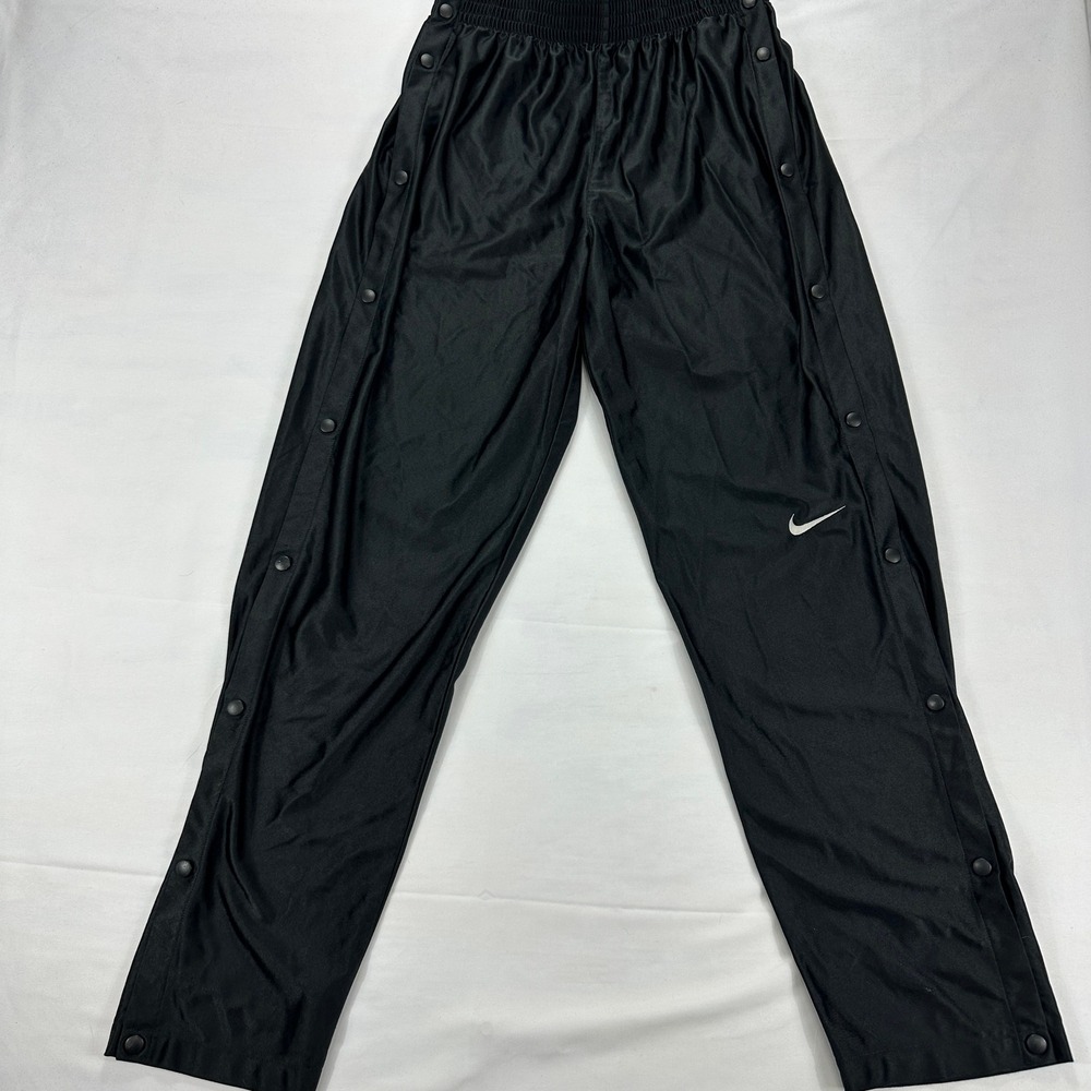 Vintage 90s Nike‎ Tear Away Track Pants Black Snap Sides Logo Size L